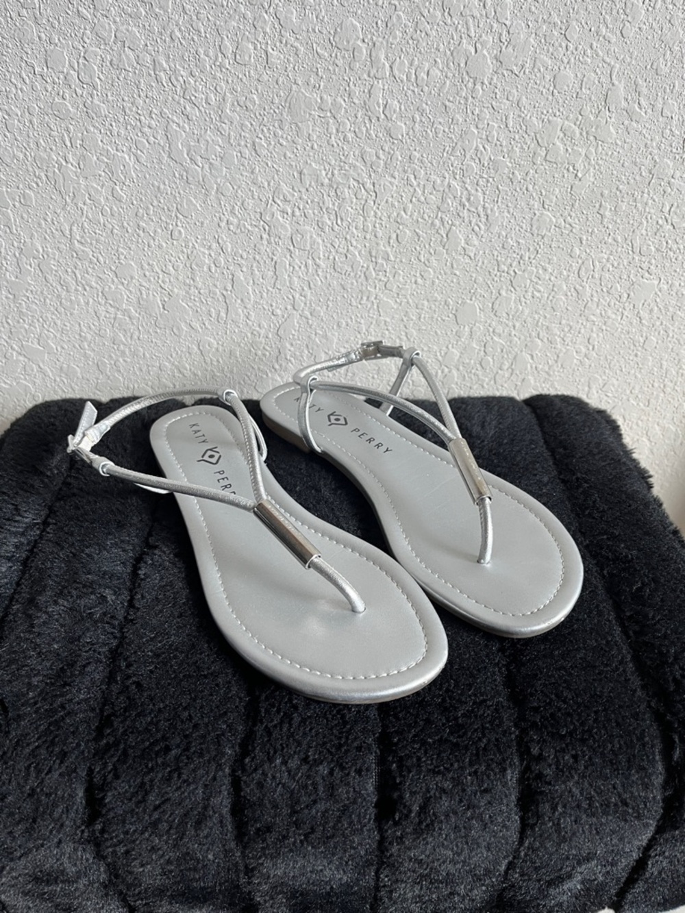 Katy Perry Collections Silver T-Strap Women's Sandals